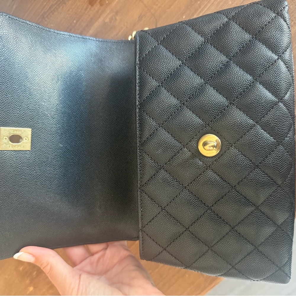 CHANEL classic Coco Top Handle Flap Black Caviar Gold Bag like NEW 23P - Picture 5 of 6